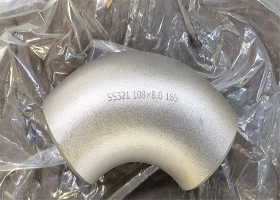 Sch 40 ข้องอท่อเหล็กไร้รอยต่อ 304L SS321 90 องศา LR Butt Welded
